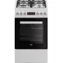 Brīvi stāvoša gāzes-elektriskā plīts BEKO FSE52323DWD, 4 degļu plīts virsma, 60 cm, 55 L cepeškrāsns, energoefektivitātes klase A