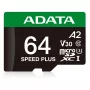 MicroSDXC karte ADATA Speed Plus 64 GB UHS 3. klase modelis UD64GUI3V30A2SP-RA1