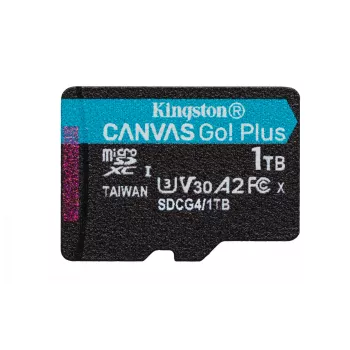 Kingston Technology 1TB microSDXC Canvas Go Plus Gen4 200R A2 U3 viens iepakojums bez adaptera