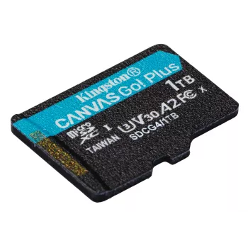 Kingston Technology 1TB microSDXC Canvas Go Plus Gen4 200R A2 U3 viens iepakojums bez adaptera