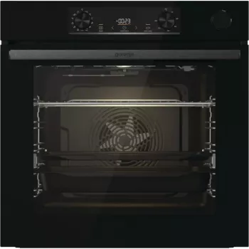 Iebūvējamā elektriskā krāsns Gorenje BSA6737E15BG — 77 L, melna, digitālais taimeris, konvekcija, grils, picas funkcija