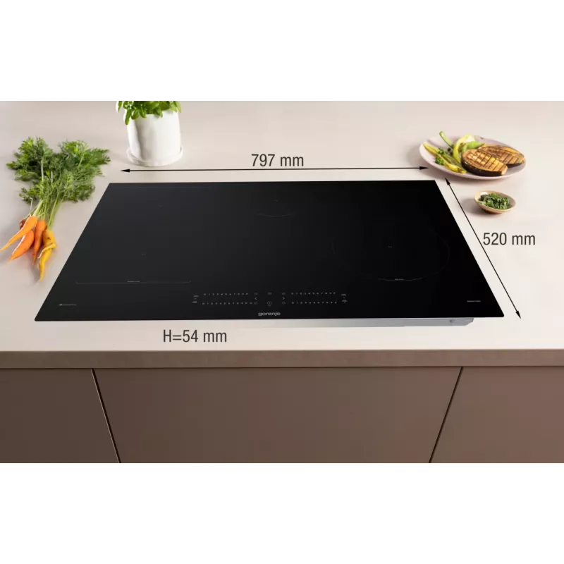 Gorenje Indukcijas plīts GI8432BSCWF, Melna, Iebūvējama, 60 cm, Zonu indukcijas plīts, Stikla keramika, 4 zonas