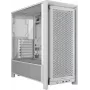 PC case CORSAIR FRAME 4000D RS Midi Tower balta — ATX, rūdīts stikls, 3x120mm priekšējie ventilatori, atbalsta 360/240/140mm radiatorus