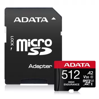 MicroSDXC atmiņas karte ADATA 512 GB UHS‑I U3 V30 10. klase A2, 100/85 MB/s, ūdensizturīga