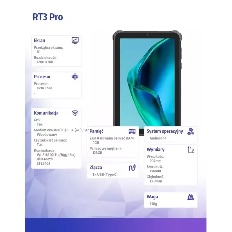 Planšetdators OukiTel RT3 Pro 4G 10,1 colla Astoņkodolu 4 GB RAM 128 GB Android