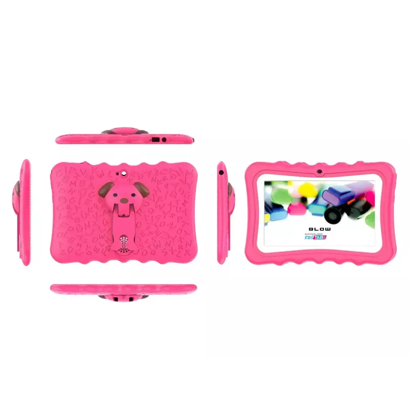 BLOW KidsTAB7 V2 planšetdators, 7" 1280x800, A133 1,5 GHz, 4 GB RAM, 32 GB, Android 14, ar maciņu, rozā
