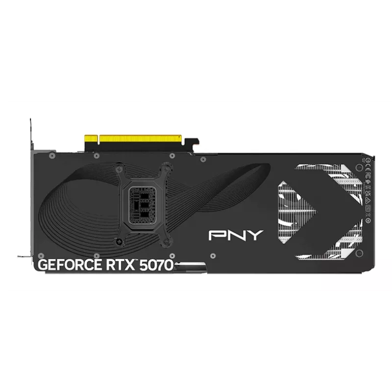 PNY GeForce RTX 5070 12 GB GDDR7 pārspīlēta trīs ventilatoru grafiskā karte - 12 GB GDDR7 - DisplayPort 2.1b / HDMI 2.1b