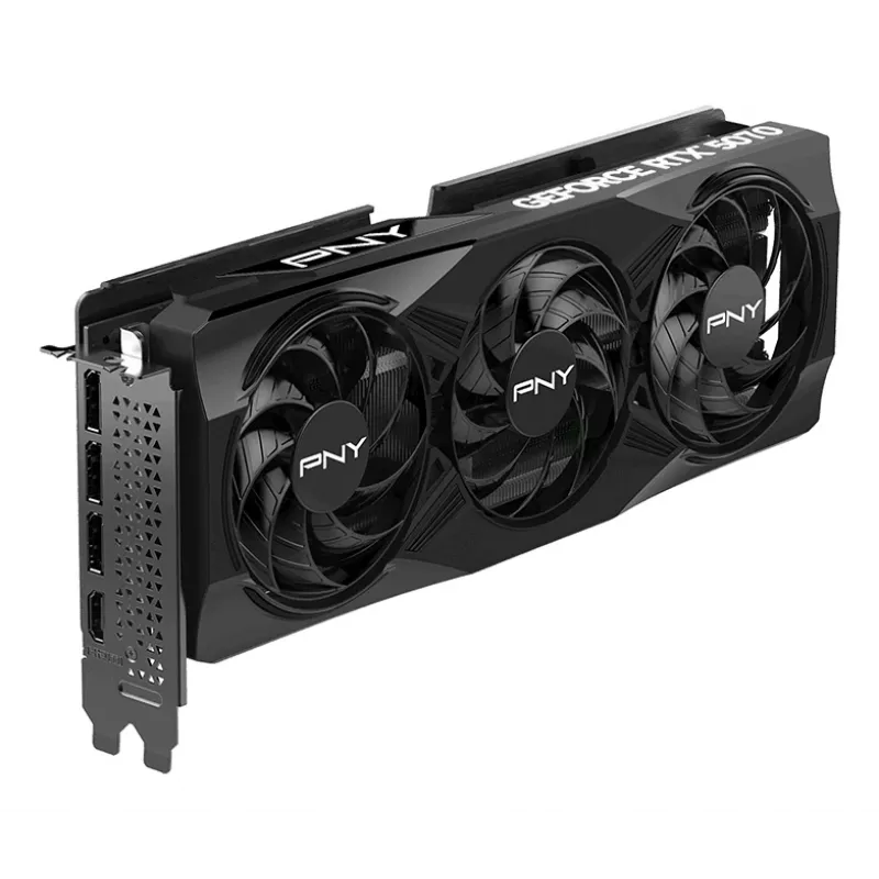 PNY GeForce RTX 5070 12 GB GDDR7 pārspīlēta trīs ventilatoru grafiskā karte - 12 GB GDDR7 - DisplayPort 2.1b / HDMI 2.1b