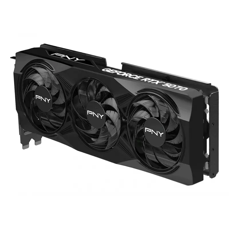 PNY GeForce RTX 5070 12 GB GDDR7 pārspīlēta trīs ventilatoru grafiskā karte - 12 GB GDDR7 - DisplayPort 2.1b / HDMI 2.1b