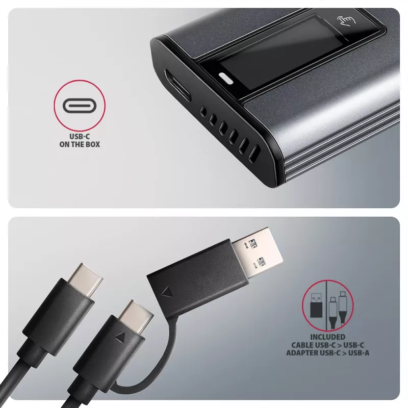 Axagon EEM2-SD2 USB-C 10Gbps - M.2 NVMe & SATA SSD DISPLAY kaste