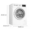 Priekšējās ielādes veļas mašīna Bosch WAN2405MPL, 7 kg, 1200 apgr./min, A enerģijas klase, LED displejs, balta
