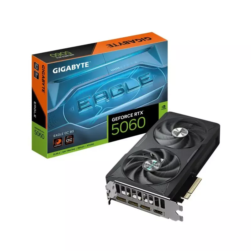 GIGABYTE GeForce RTX 5060 8GB GDDR7 videokarte, PCIe 5.0, 128 bitu, 3840 CUDA, 2 sloti, WINDFORCE 2X