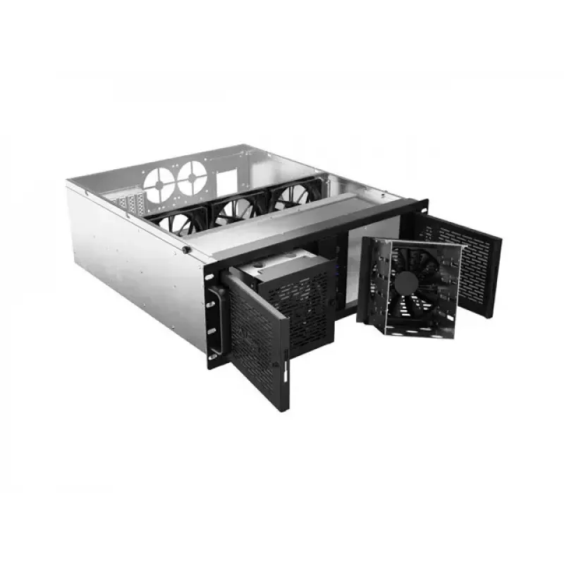 Rack Chassis Lanberg SC01-5204-12B 4U Melns 5 Fans