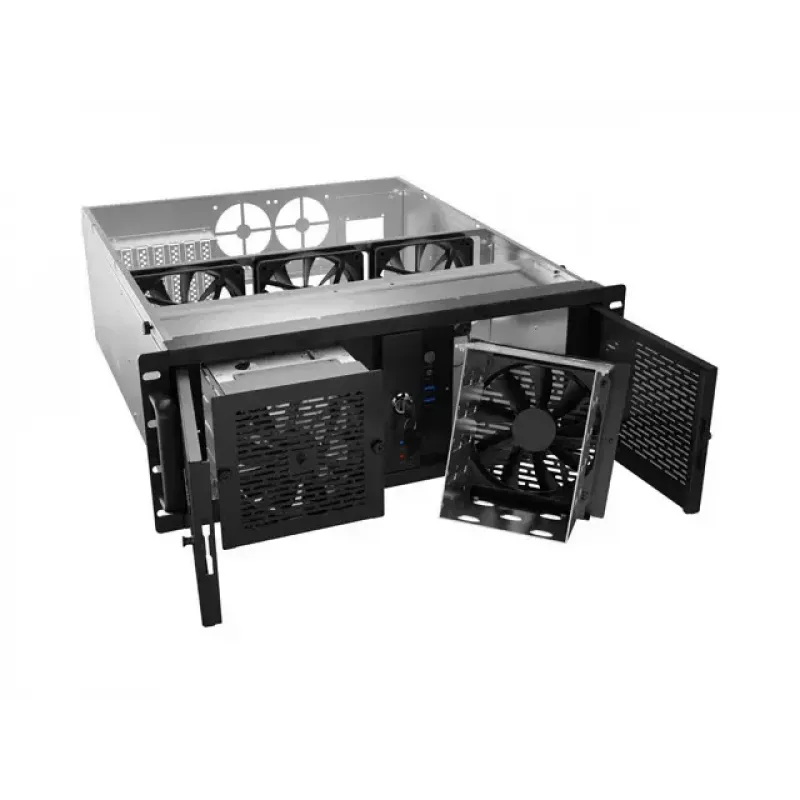 Rack Chassis Lanberg SC01-5204-12B 4U Melns 5 Fans