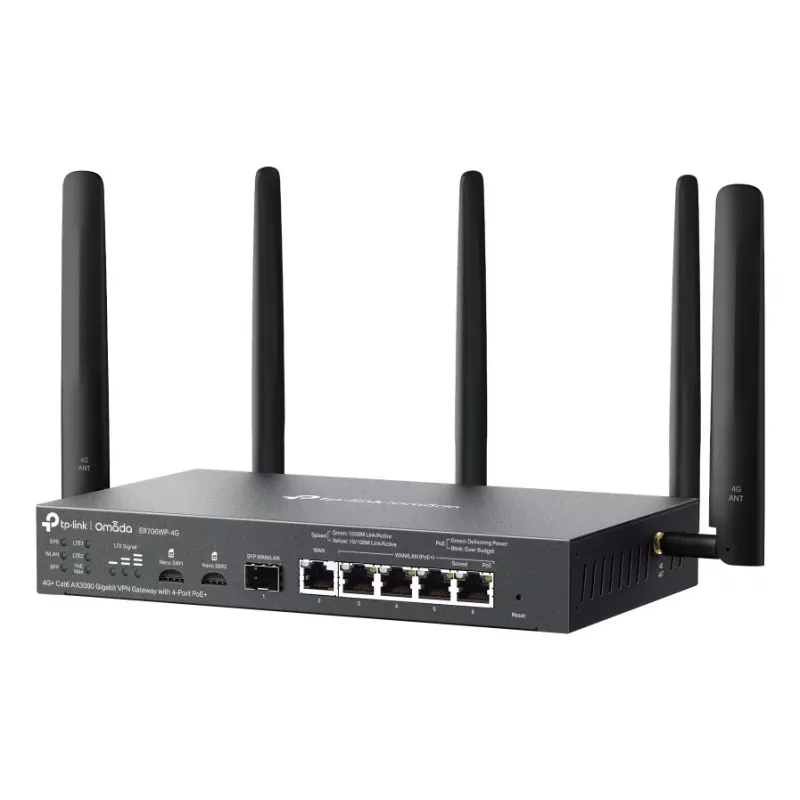 TP-Link ER706WP-4G bezvadu maršrutētājs Gigabit Ethernet divjoslu (2,4 GHz / 5 GHz) melns