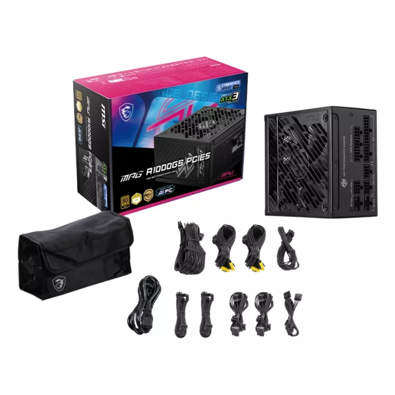 MSI MPG A1000GS PCIE5 barošanas bloks 1000 W 24-pin ATX ATX melns