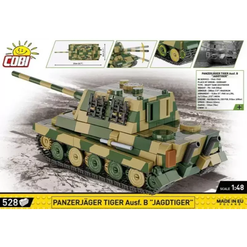 Saliekamais modelis Cobi Panzerjäger Tiger Ausf. B Jagdtiger mērogā 1:35