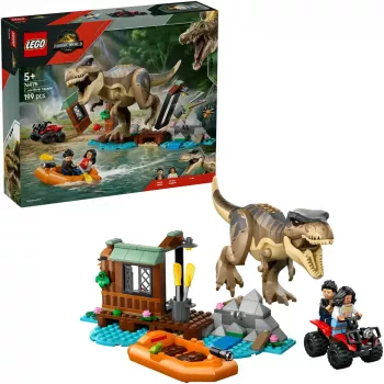 LEGO dinozauru konstruktors T. rex bēgšana pa upi 76975 — 199 detaļas, 2 minifigūras, vecums 5+
