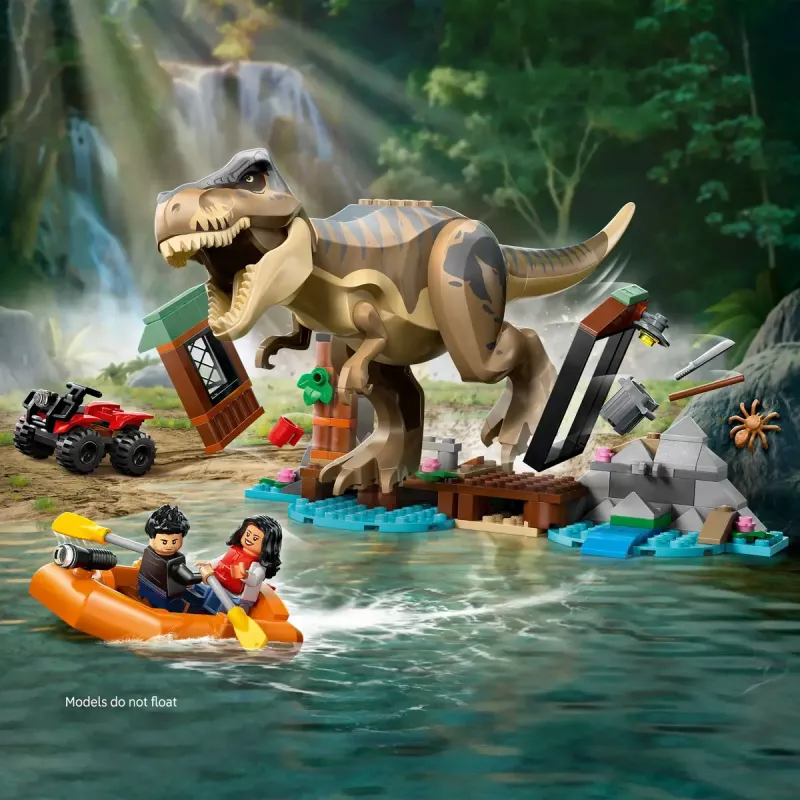 LEGO dinozauru konstruktors T. rex bēgšana pa upi 76975 — 199 detaļas, 2 minifigūras, vecums 5+