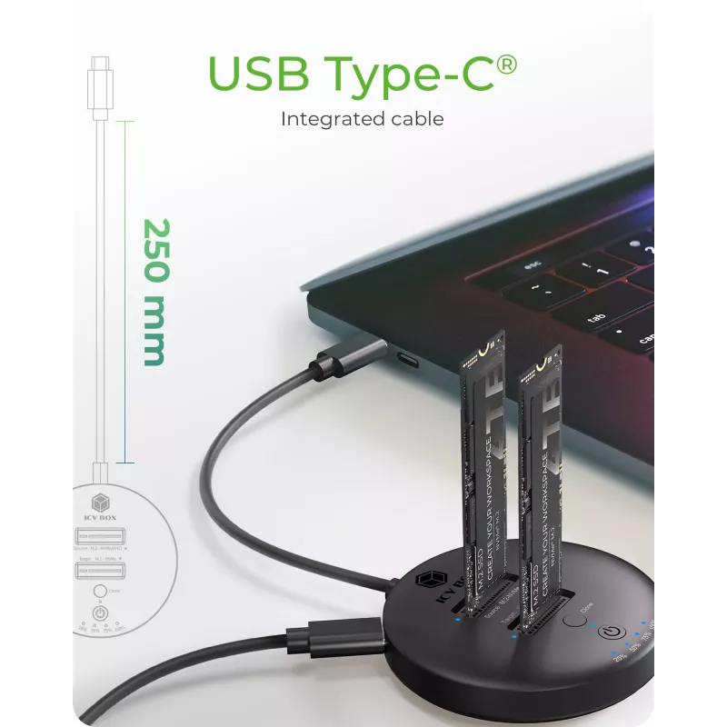 ICY BOX IB-1612MCL-C31 USB 3.2 Gen 2 (3.1 Gen 1) Type-C Melns
