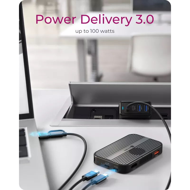 ICY BOX IB-DK4071M-CU31 USB 3.2 Gen 2 (3.1 Gen 1) Type-C Melns