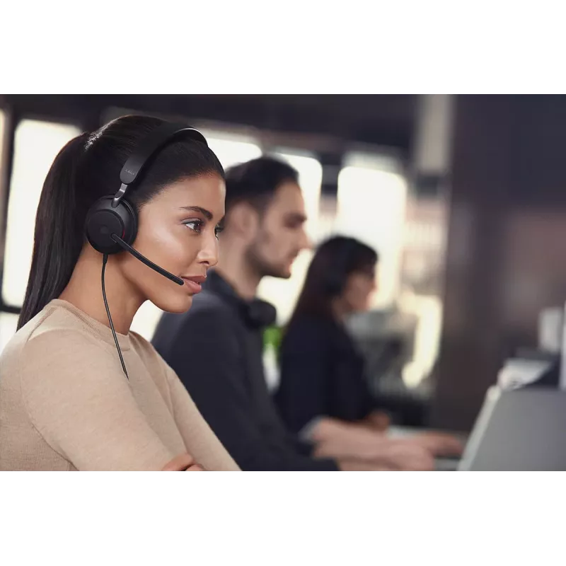 Jabra Evolve2 40 SE austiņas ar vadu, galvas stiprinājums, zvani/mūzika, USB Type-C / USB Type-A, melnas