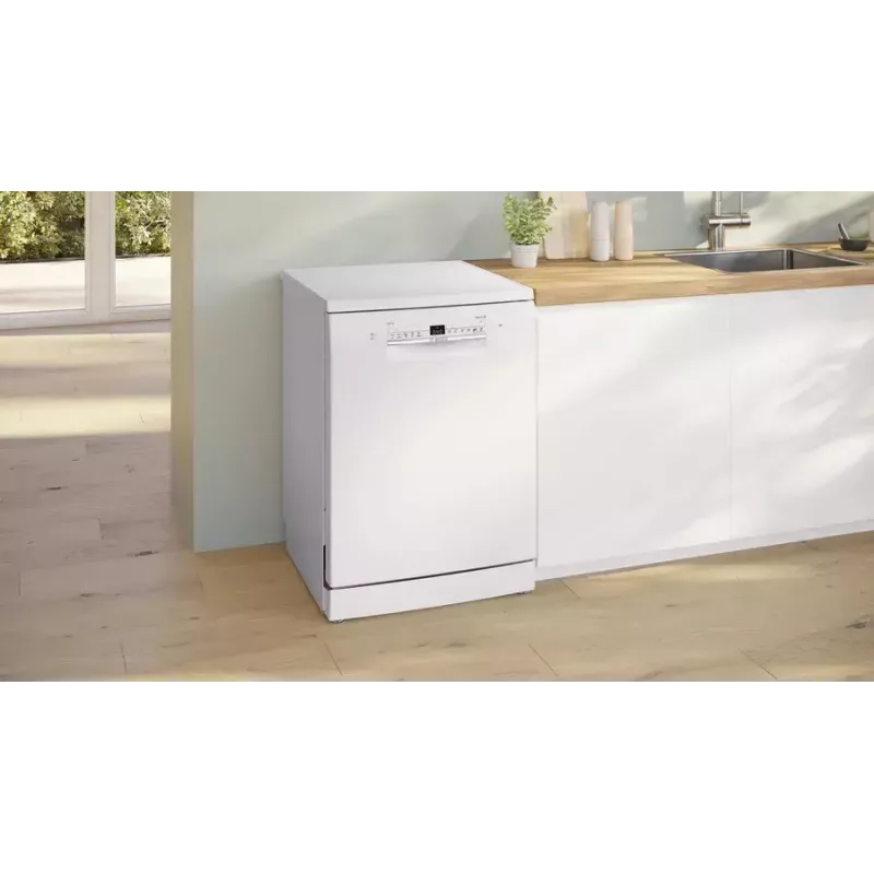 Brīvi stāvoša trauku mazgājamā mašīna Bosch Serie 2 SMS2ITW09E — 13 galda klājumi, 46 dB, 60 cm, siltummaiņa žāvēšana