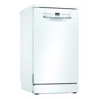 Brīvstāvoša trauku mazgājamā mašīna Bosch SPS40E22EU, šaurā 45 cm, 9 galda klājumi, 5 programmas, 48 dB, balta
