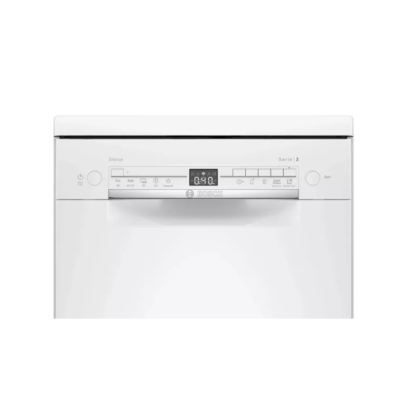 Brīvstāvoša trauku mazgājamā mašīna Bosch SPS40E22EU, šaurā 45 cm, 9 galda klājumi, 5 programmas, 48 dB, balta