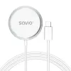 Bezvadu iekštelpu mobilais lādētājs SAVIO LA-11, Qi 1.2, 15 W, balts, 55×55×5 mm