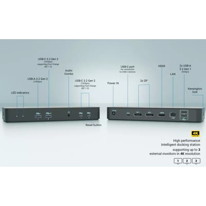 i-tec USB-C Intelligent Triple Display Docking Station + Power Delivery 100W