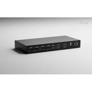 ITEC i-tec USB-C KVM Dock PRO trim resursdatoriem, dubultā video, 2× jaudas piegāde (līdz 92 W), USB 3.2, 10 Gbps, Gigabit Ethernet