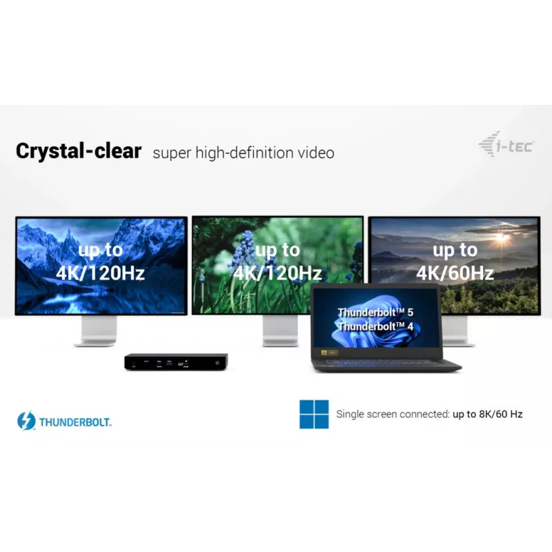 i-tec Thunderbolt4 Triple Display dokstacija + 96W strāvas padeve