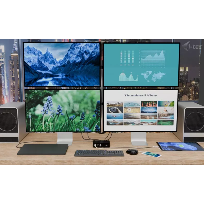 i-tec Thunderbolt5 Quattro Display dokstacija, 5x USB, 2.5 GLAN + Power Delivery 140W