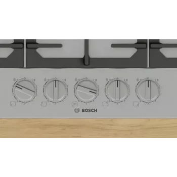 Bosch Serie 6 PCQ7A5I90 plīts virsma Nerūsējošais tērauds Iebūvējama 75 cm Gāzes 5 zona(s)