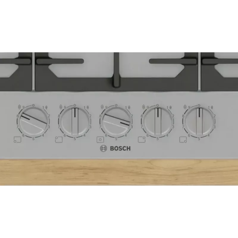 Bosch Serie 6 PCQ7A5I90 plīts virsma Nerūsējošais tērauds Iebūvējama 75 cm Gāzes 5 zona(s)