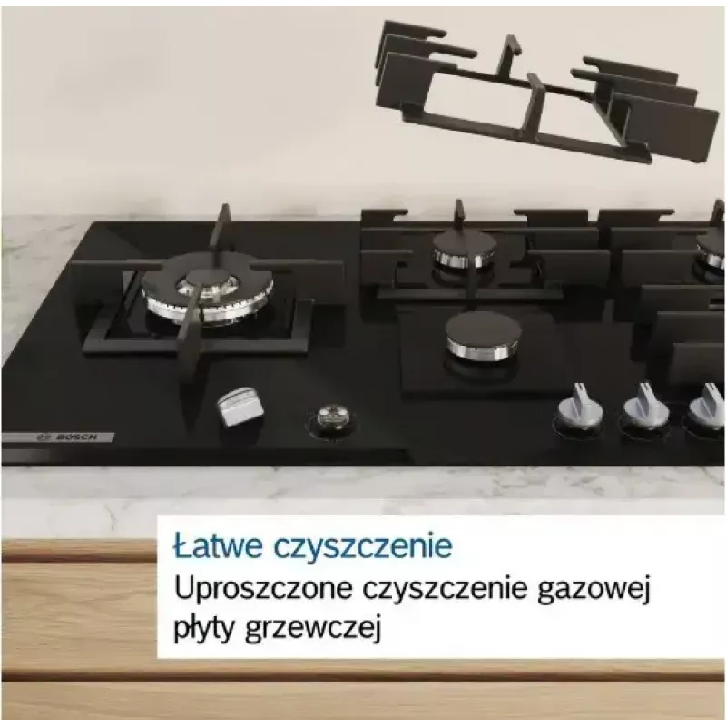 Bosch Serie 6 PCQ7A5I90 plīts virsma Nerūsējošais tērauds Iebūvējama 75 cm Gāzes 5 zona(s)