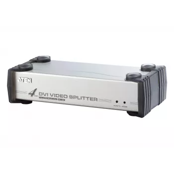 ATEN 4 portu DVI audio/video sadalītājs, DVI, 4x DVI-I, 1920 x 1200 pikseļi, melns, sudrabots, metāls, Full HD