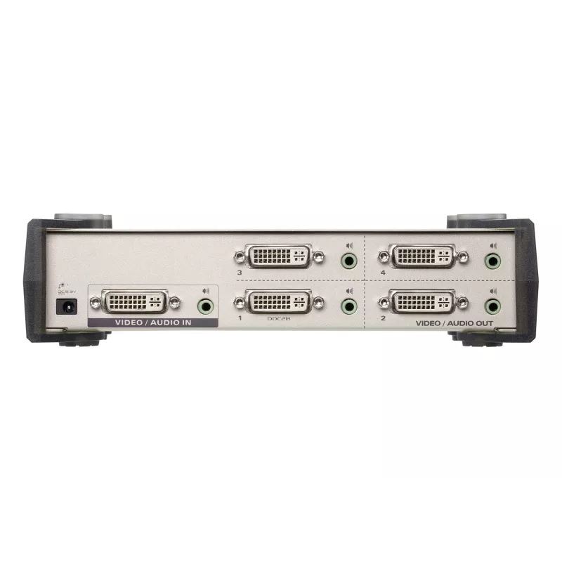 ATEN 4 portu DVI audio/video sadalītājs, DVI, 4x DVI-I, 1920 x 1200 pikseļi, melns, sudrabots, metāls, Full HD