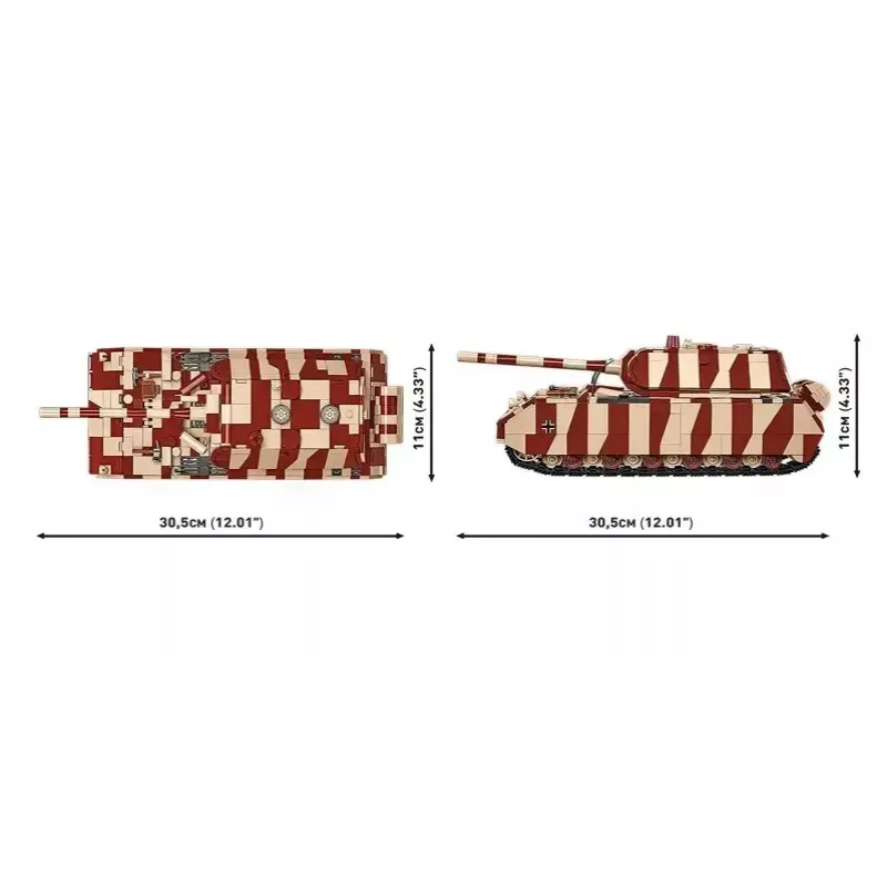 Cobi Building Blocks Panzer VIII Maus modeļa komplekts mērogā 1:35 COBI-3138, detalizēta militārā transportlīdzekļa replika