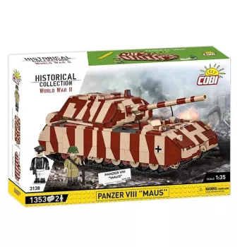 Cobi Building Blocks Panzer VIII Maus modeļa komplekts mērogā 1:35 COBI-3138, detalizēta militārā transportlīdzekļa replika