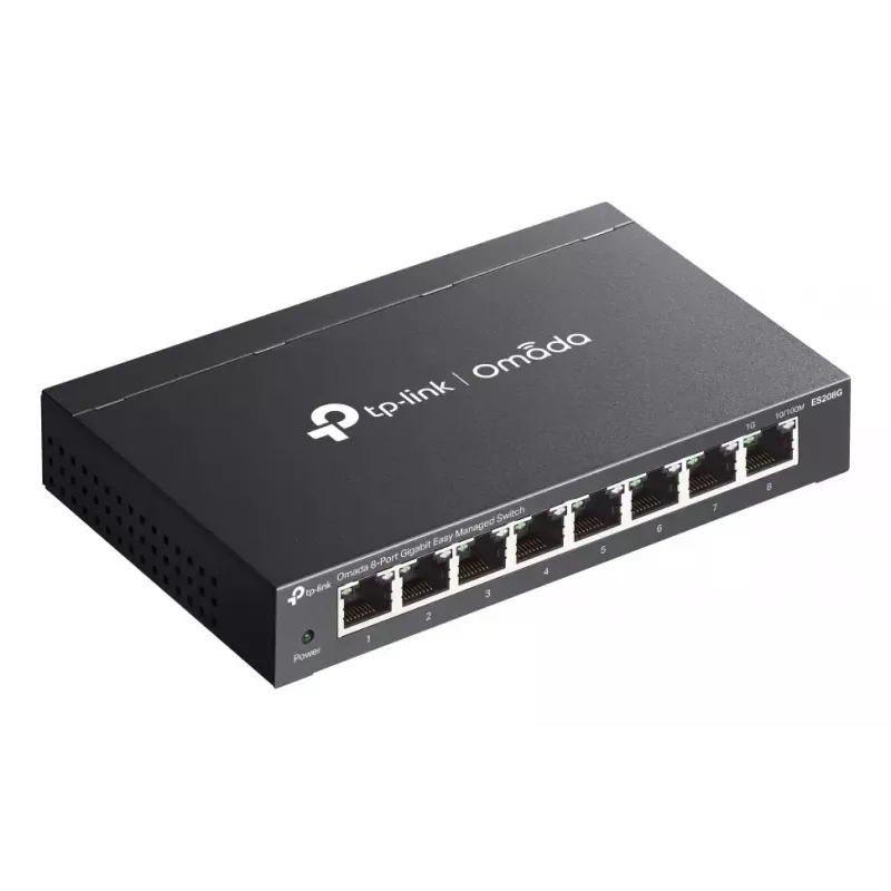TP-Link Omada ES208G tīkla slēdzis Pārvaldāms L2 Gigabit Ethernet (10/100/1000) Melns