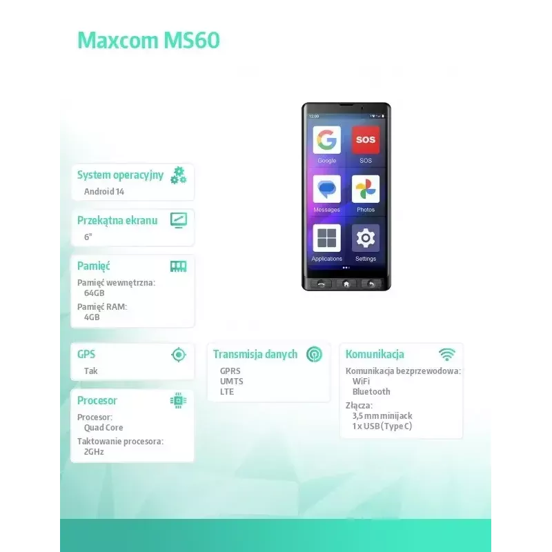Viedtālrunis MAXCOM MS601 4G 6,0 collu 32 GB Melns