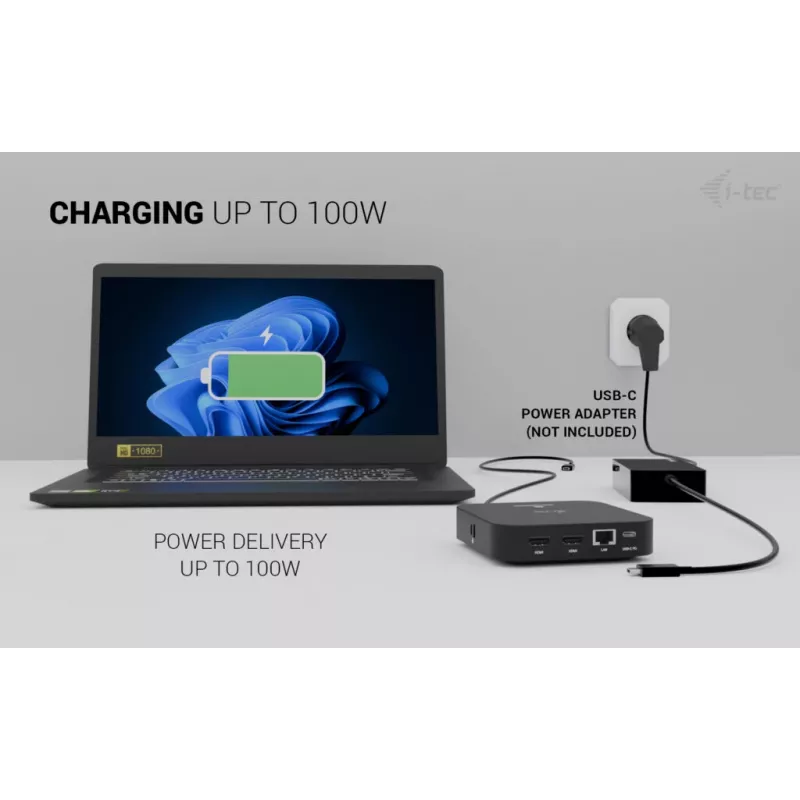 Dokstacija ITEC USB-C Dual HDMI C31DUALHDMIDOCKPD — Dual 4K 60Hz, 100W Power Delivery