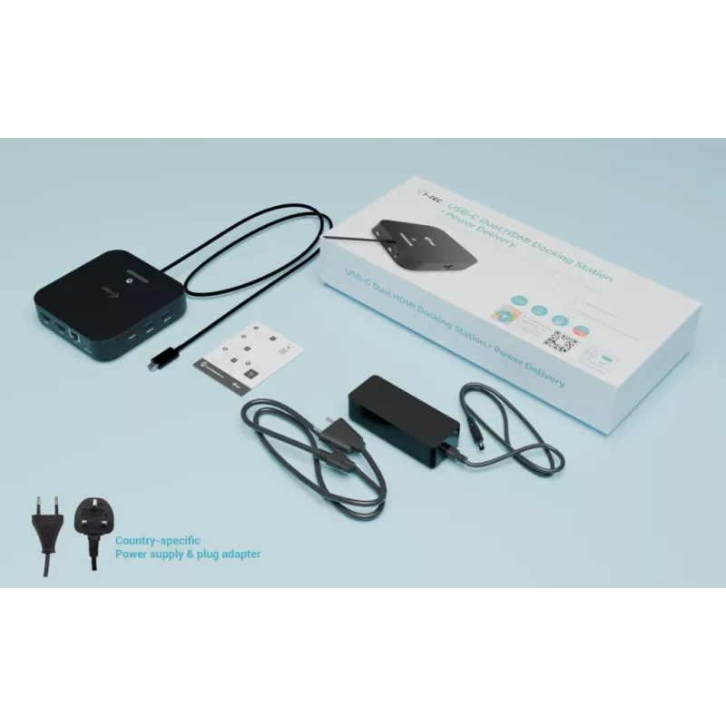 USB-C dubultais HDMI adapteris ITEC C31DUALHDMIDPD100 — dubultais HDMI 4K@60Hz, USB-C strāvas padeve 100 W