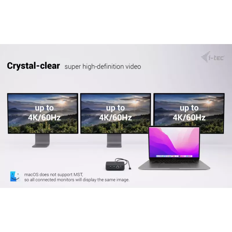 USB-C DisplayPort uz diviem HDMI adapteris ITEC C31TRIPLEVIDEODPPRO 4K 60Hz, 100W jaudas padeve