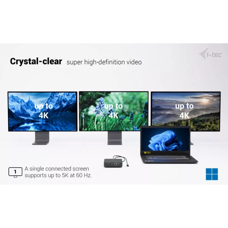 i-tec USB-C DP Dual HDMI dokstacija ar Power Delivery 100 W + universālais lādētājs 100 W