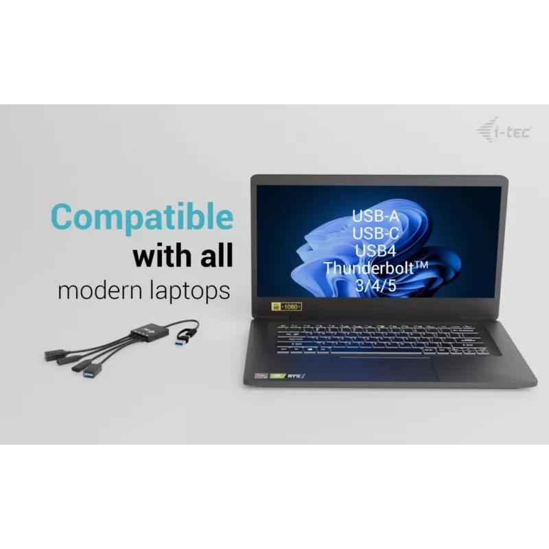 i-tec USB-C/USB-A kabeļa centrmezgls 4 pieslēgvietas (2x USB-C, 2x USB-A)