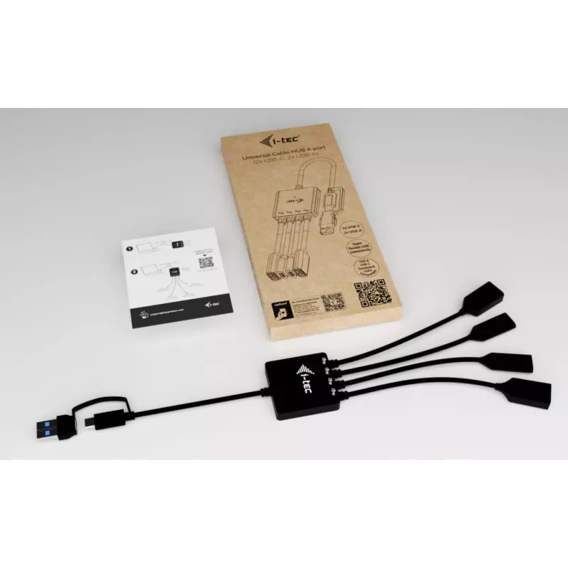i-tec USB-C/USB-A kabeļa centrmezgls 4 pieslēgvietas (2x USB-C, 2x USB-A)