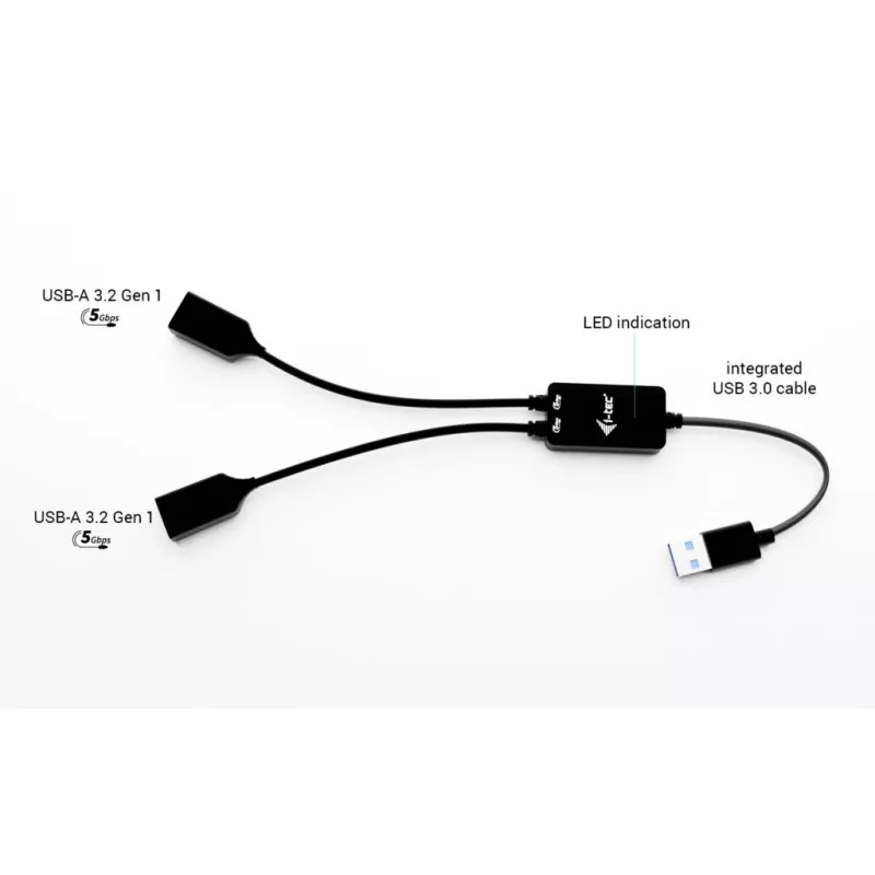 USB-A centrmezgls ITEC U3CBLHUB2A — 2 pieslēgvietas, USB 3.0 līdz 5 Gbps